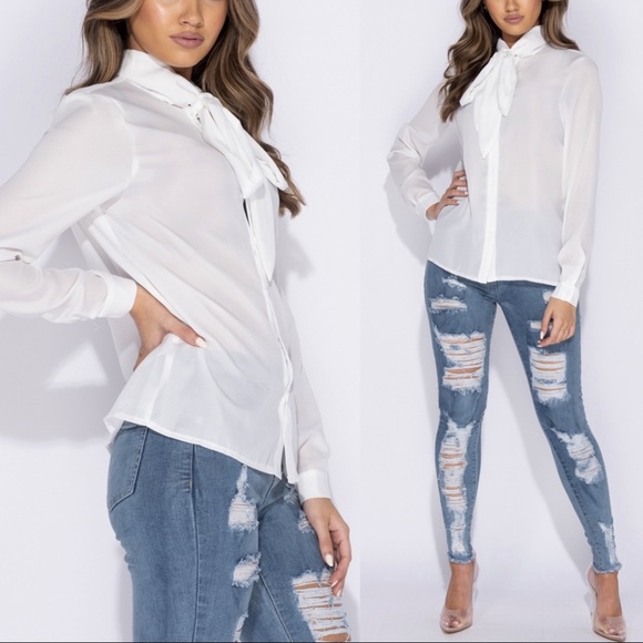 Just In! Claudia - Pussycat Bow Long Sleeve Top - Picture 5 of 7